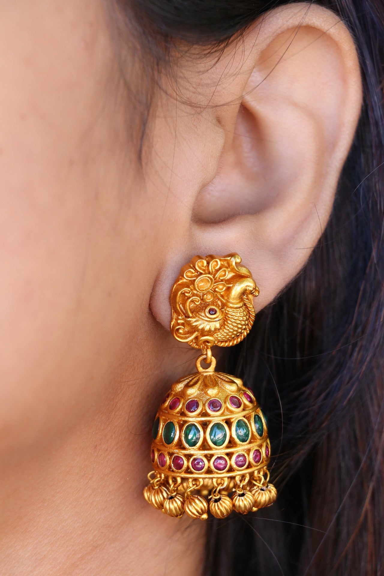 Peacock Inspired Jhumkas