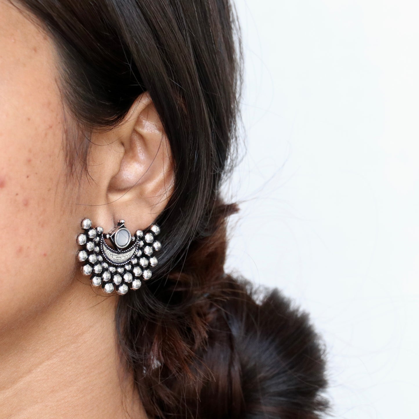 Silver Chandra Phool Earrings