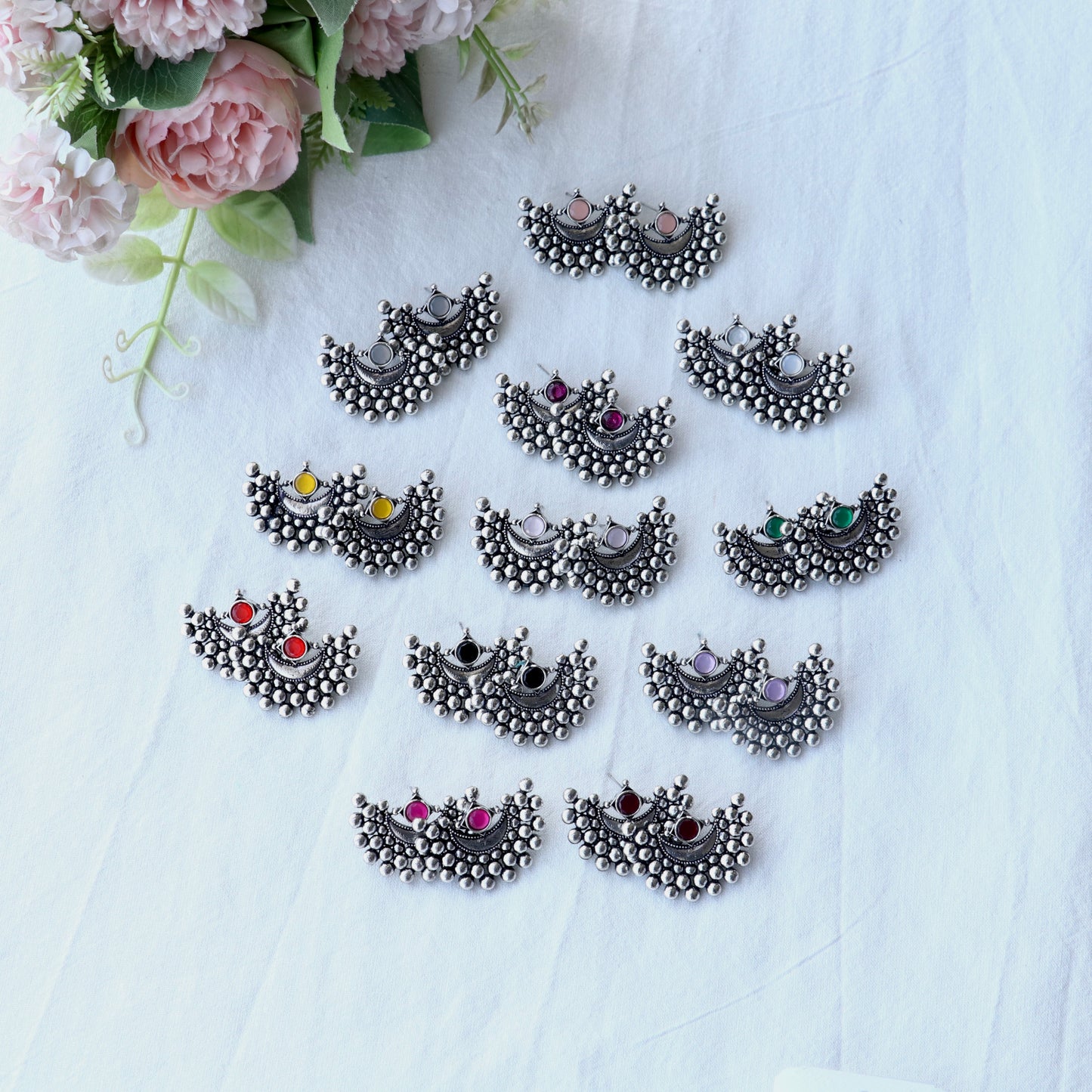 Silver Chandra Phool Earrings