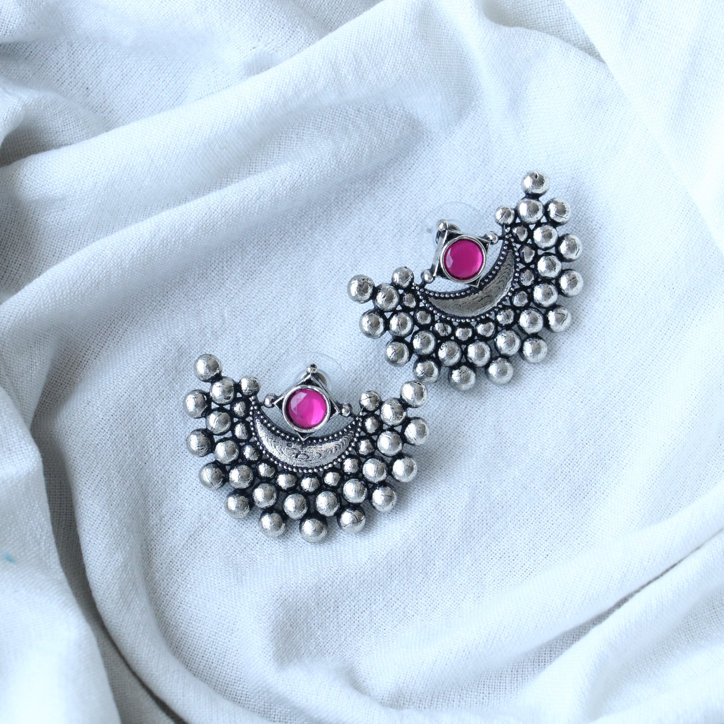 Silver Chandra Phool Earrings