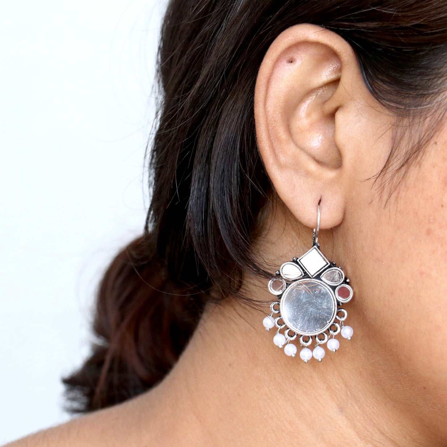 Afghani Dangler Mirror Earrings