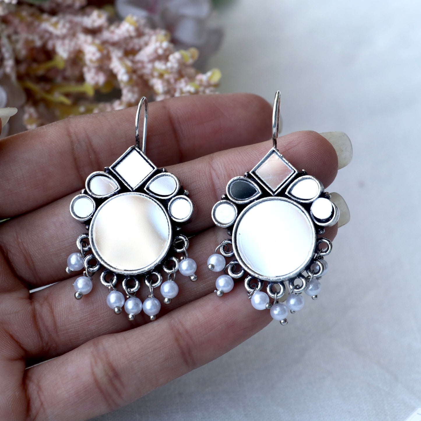 Afghani Dangler Mirror Earrings