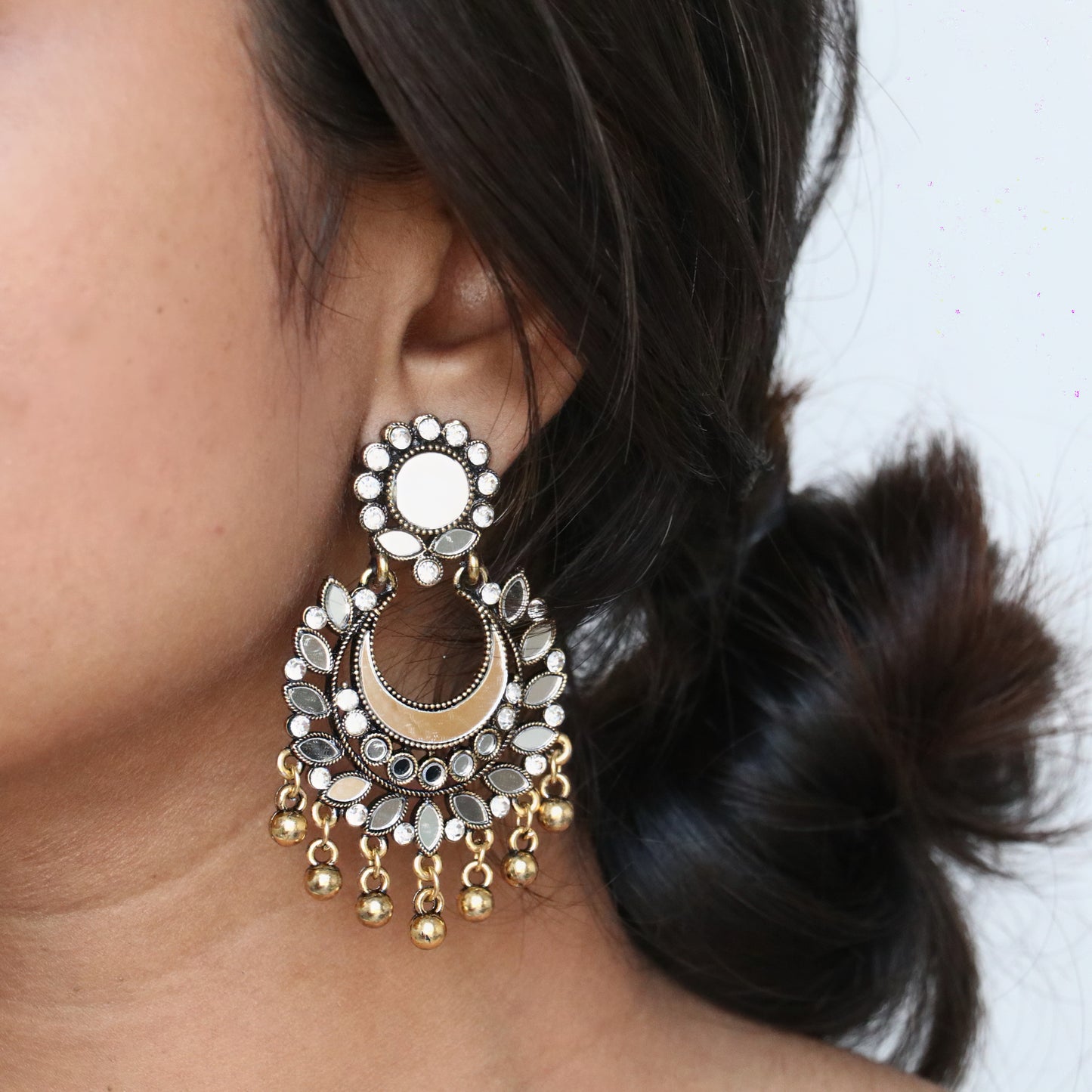 Brass Gold Mirror Earrings