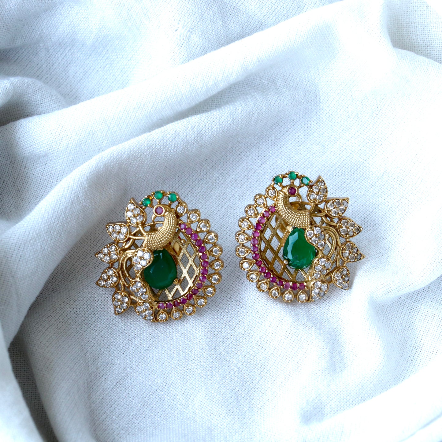 Peacock Ear Stud Earrings