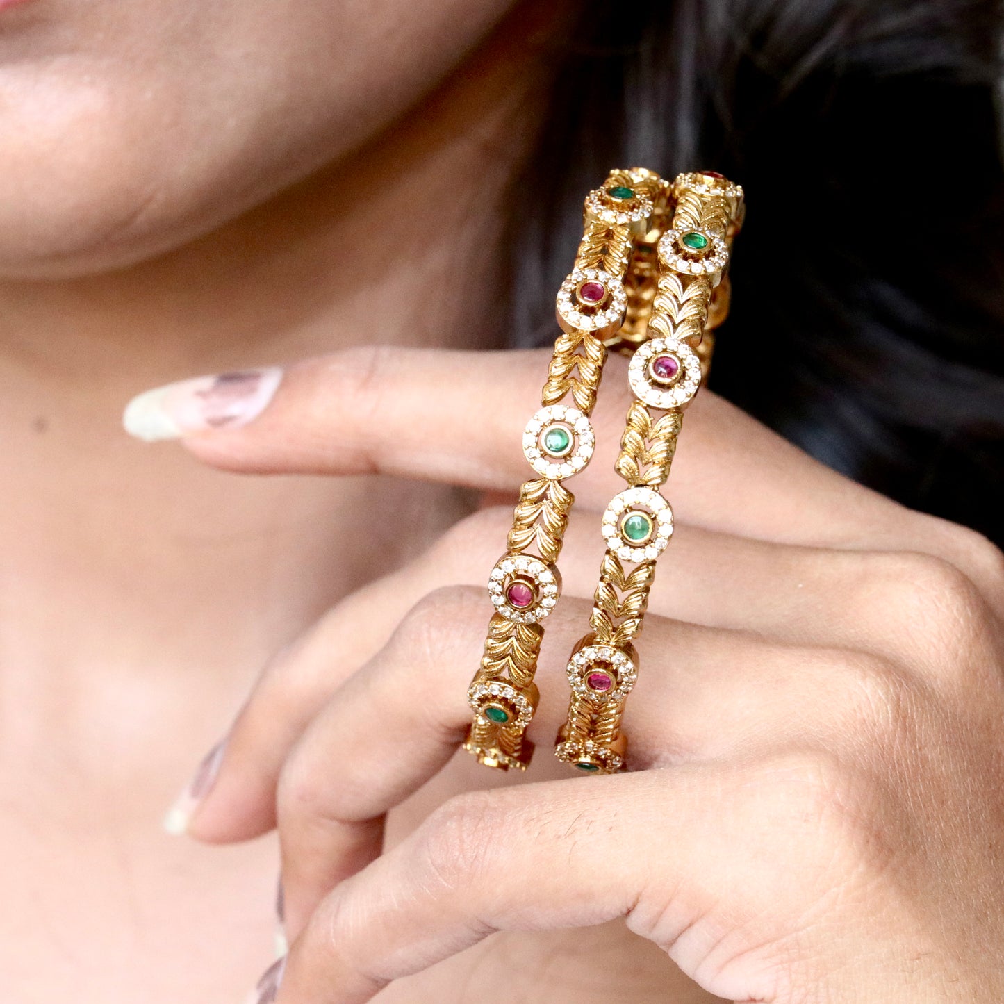 Gold Finish AD Stone Bangles