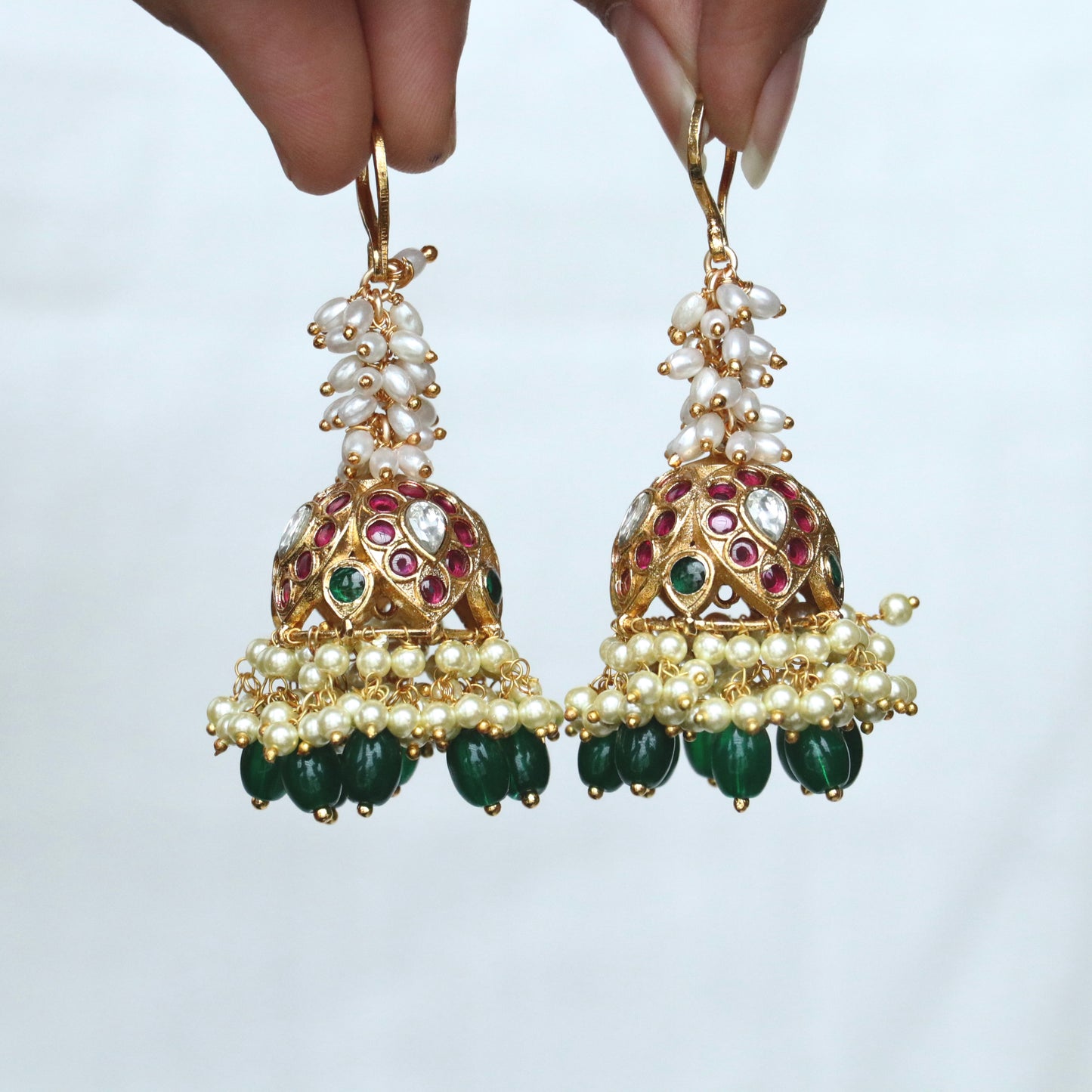 Pearl Cluster Tassel Jhumka Earrings