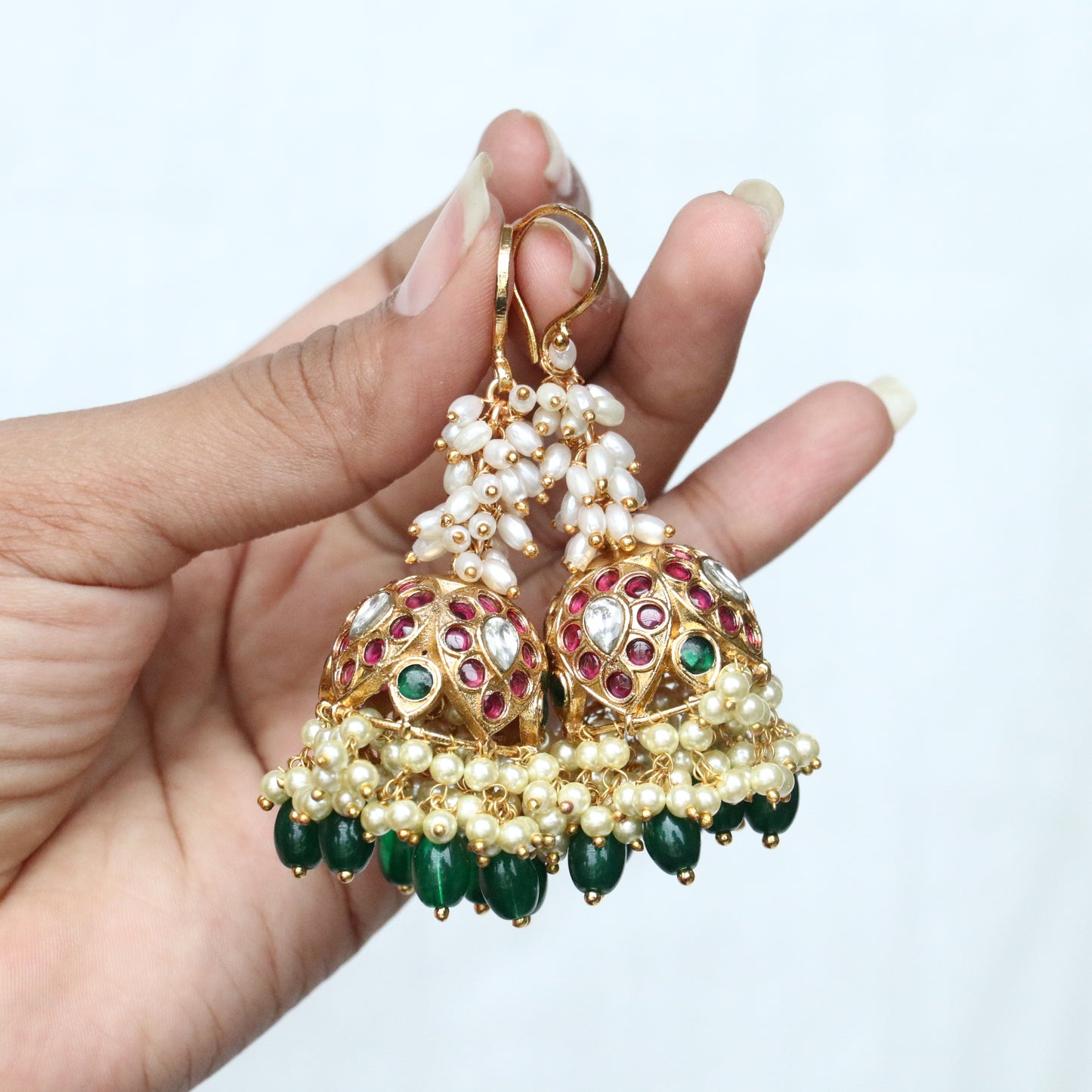Pearl Cluster Tassel Jhumka Earrings