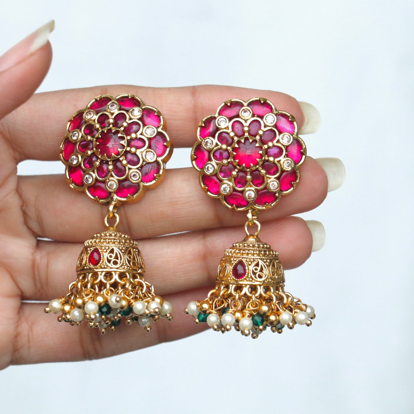 Rajawadi Kemp Moti Choker Set