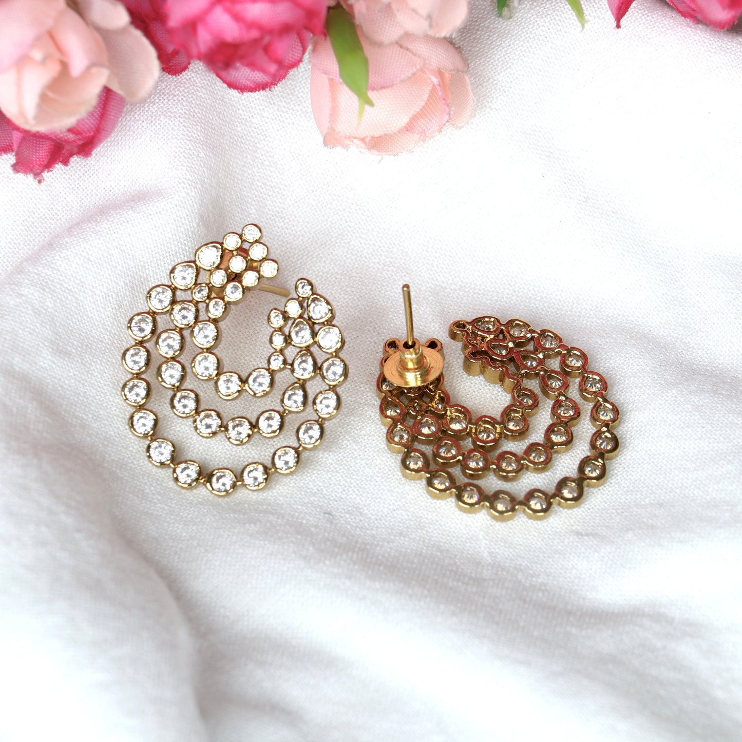 Shrinika AD Stone Spiral Earrings