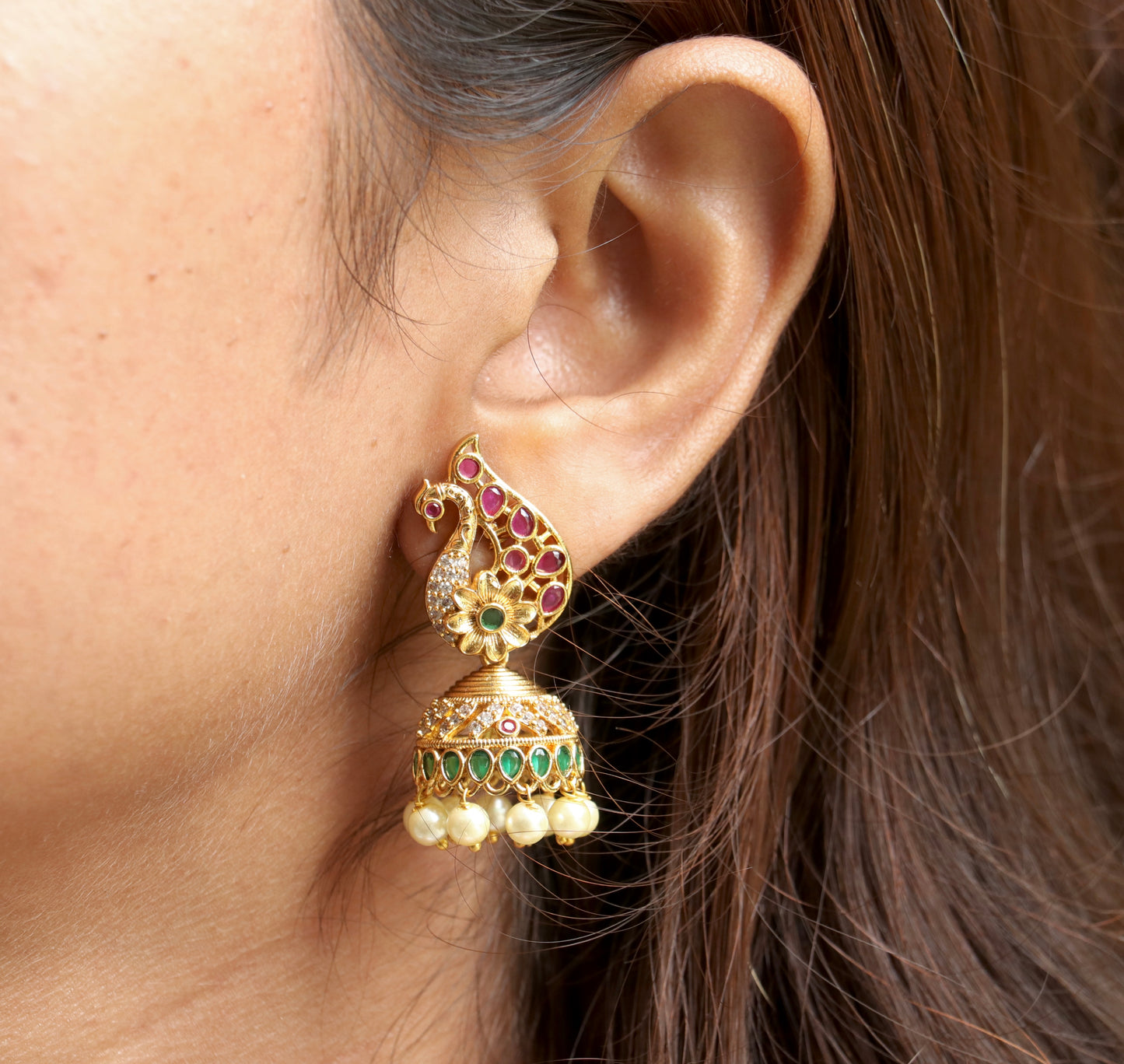 Aavya Peacock Little Jhumkas