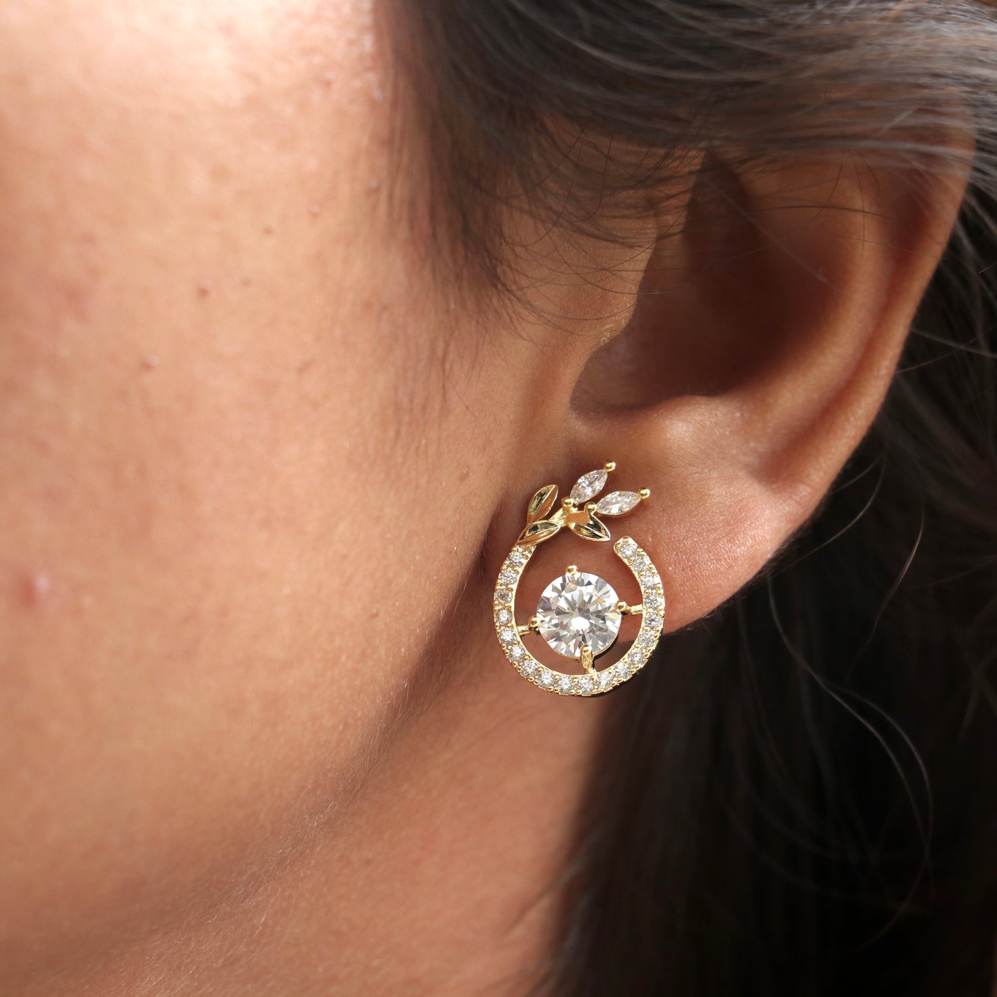 Gold Criss Cross Cubic Zircon Diamond Stud Earrings for Women