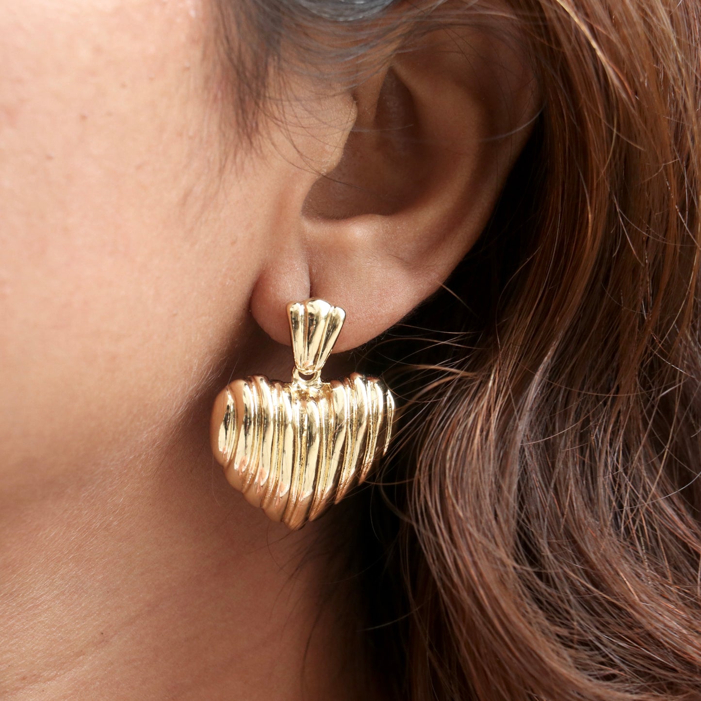 American Retro Style Metal Heart Earrings