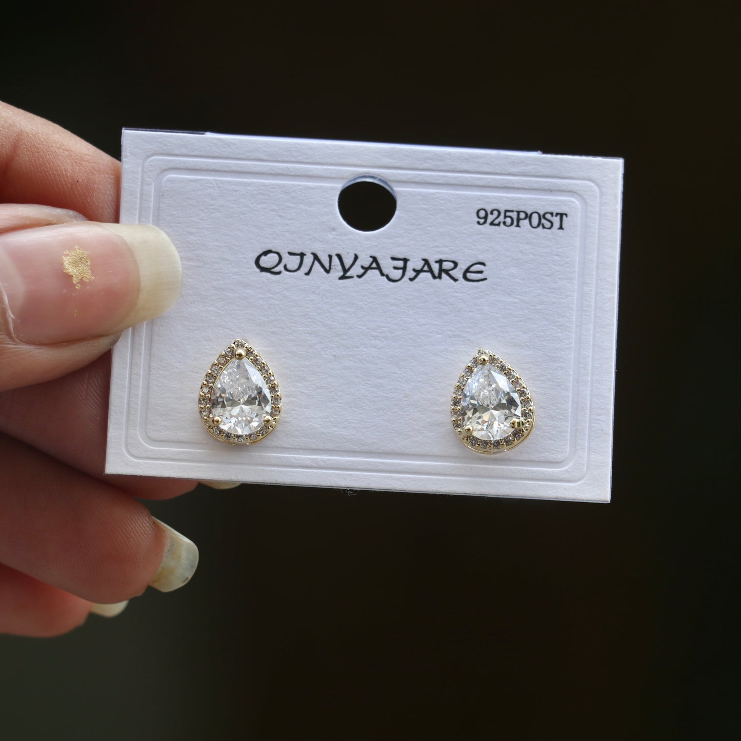 Pear Shaped Studs Earrings - Gold / Silver
