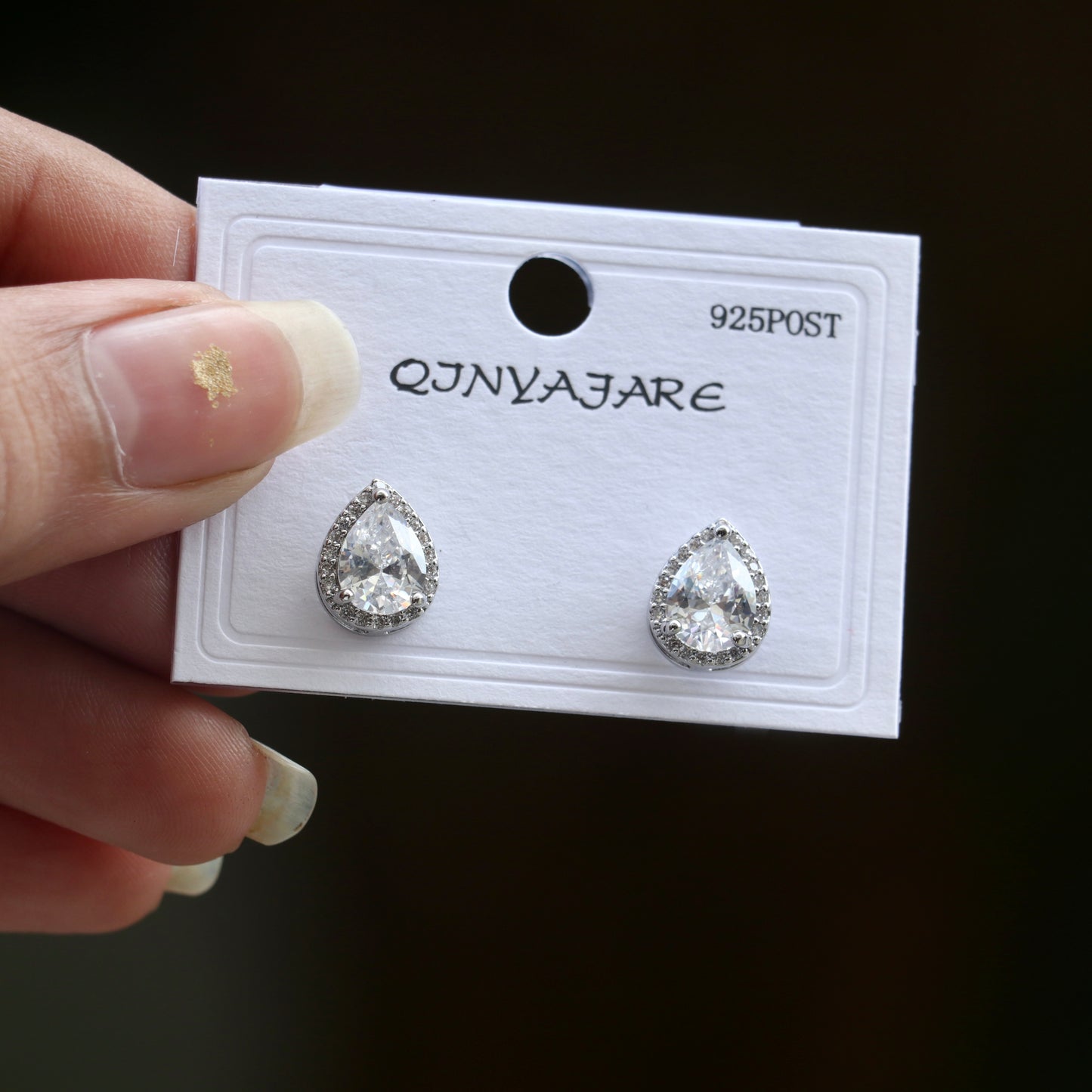 Pear Shaped Studs Earrings - Gold / Silver