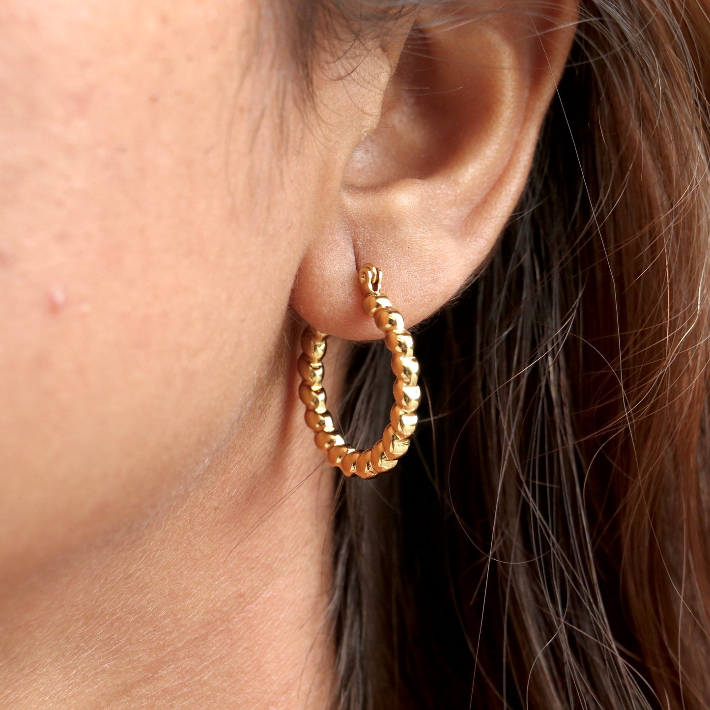 Gold Plated Anti Tarnish Round Hoop Earrings
