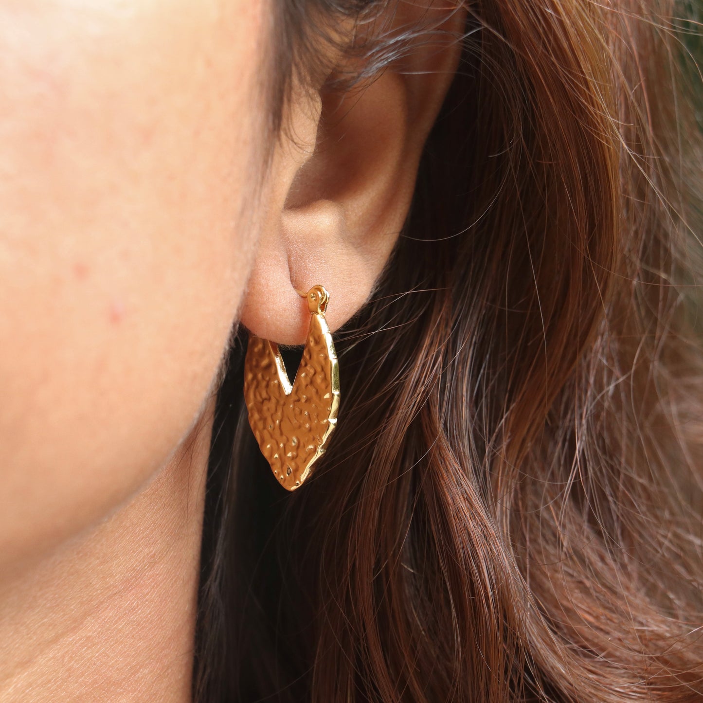 Gold Plated Anti Tarnish V-Shaped Hoop Earrings