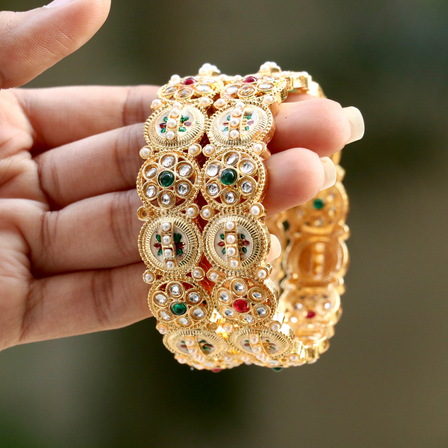 Asma Ad Stone Meenakari Bangles