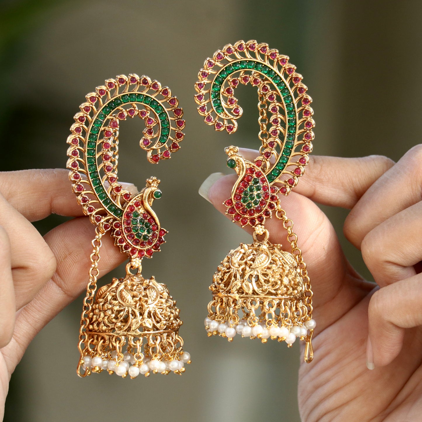 Nupur Peacock Designer Kemp Ear-Cuff Earrings