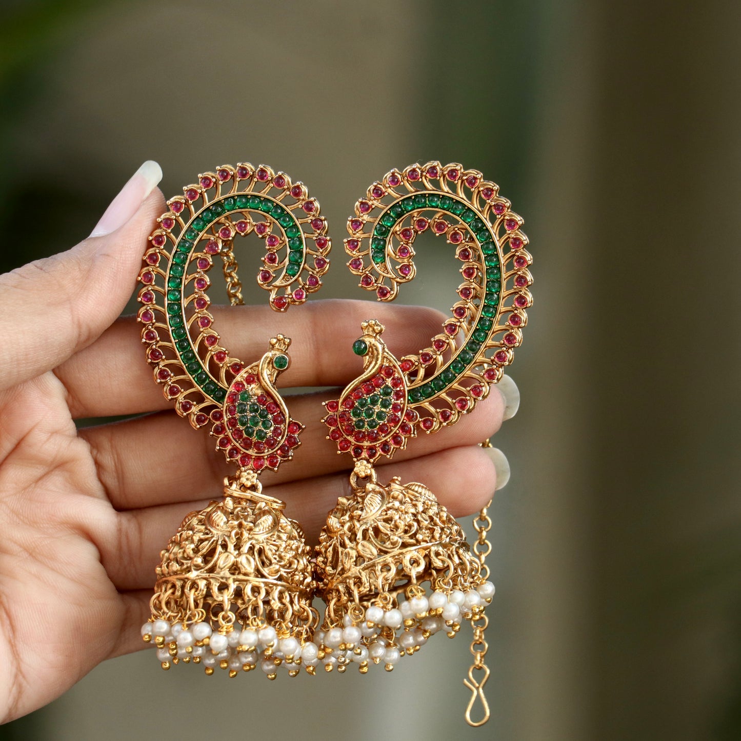 Nupur Peacock Designer Kemp Ear-Cuff Earrings