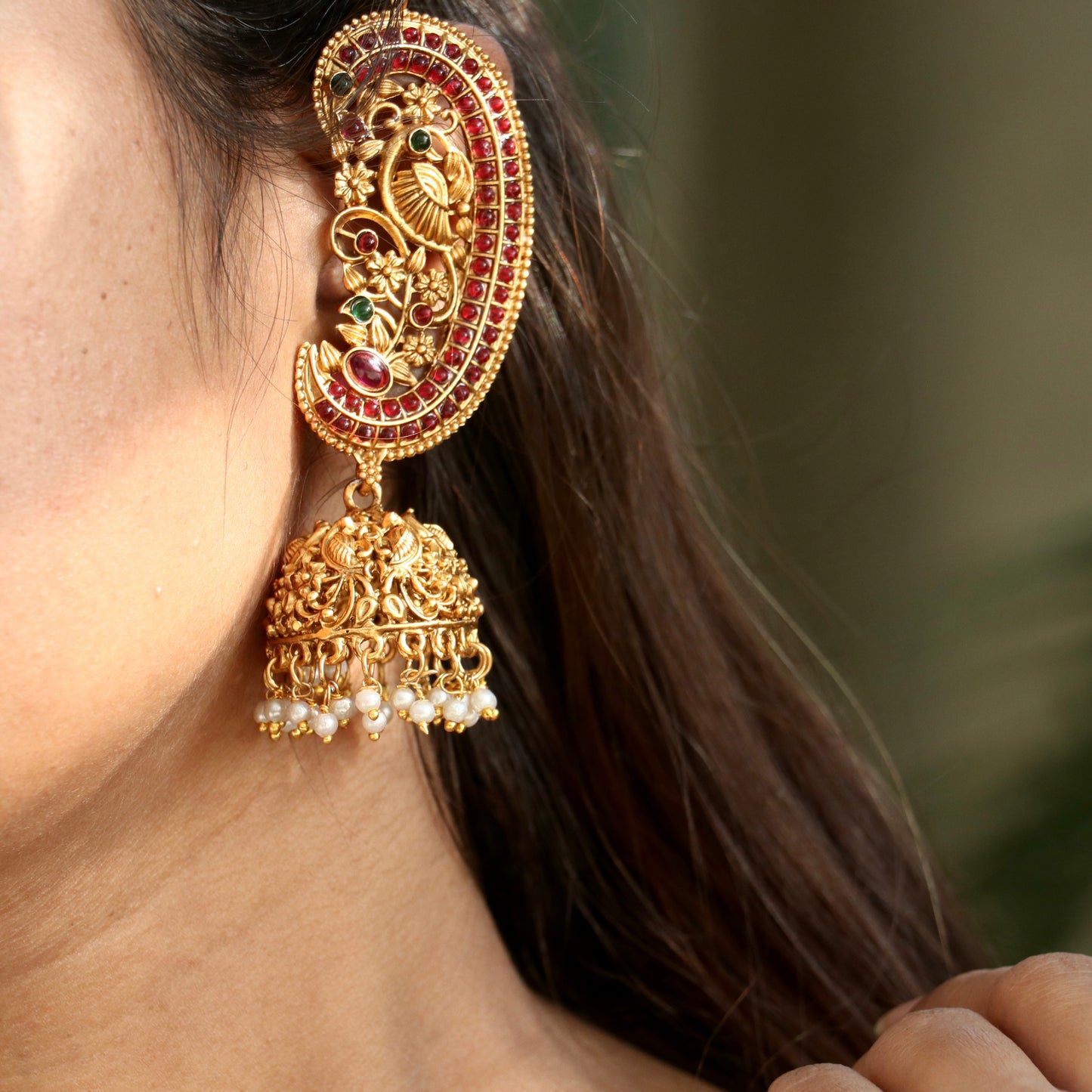 Sudha Peacock Designer Ear-Cuff Earrings