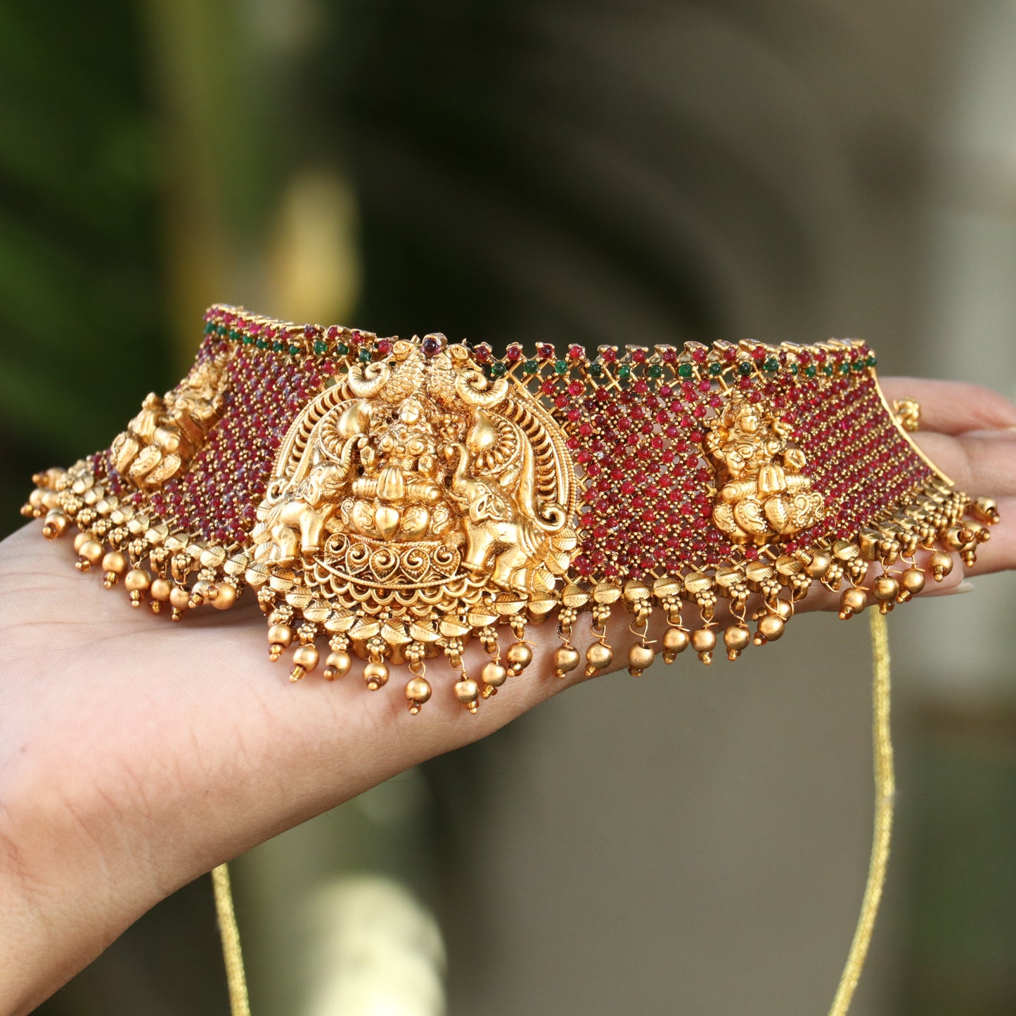 Lakshanya Ruby Kemp Stones High Neck Choker