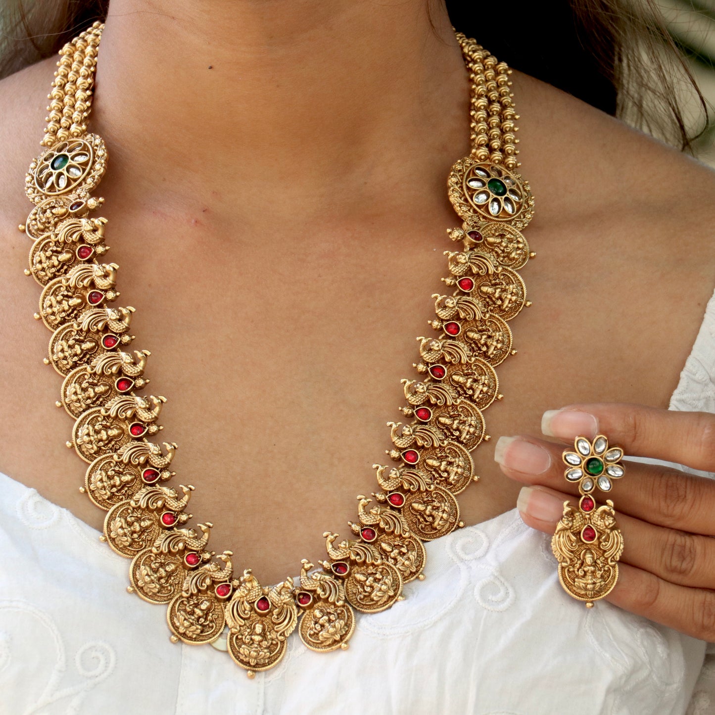 Malti Peacock Designer Long Necklace