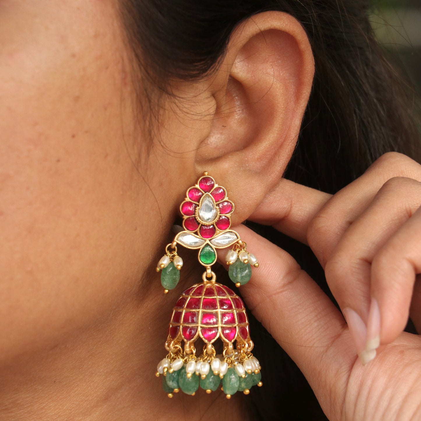 Chandrika Jadau Kundan Jhumaks