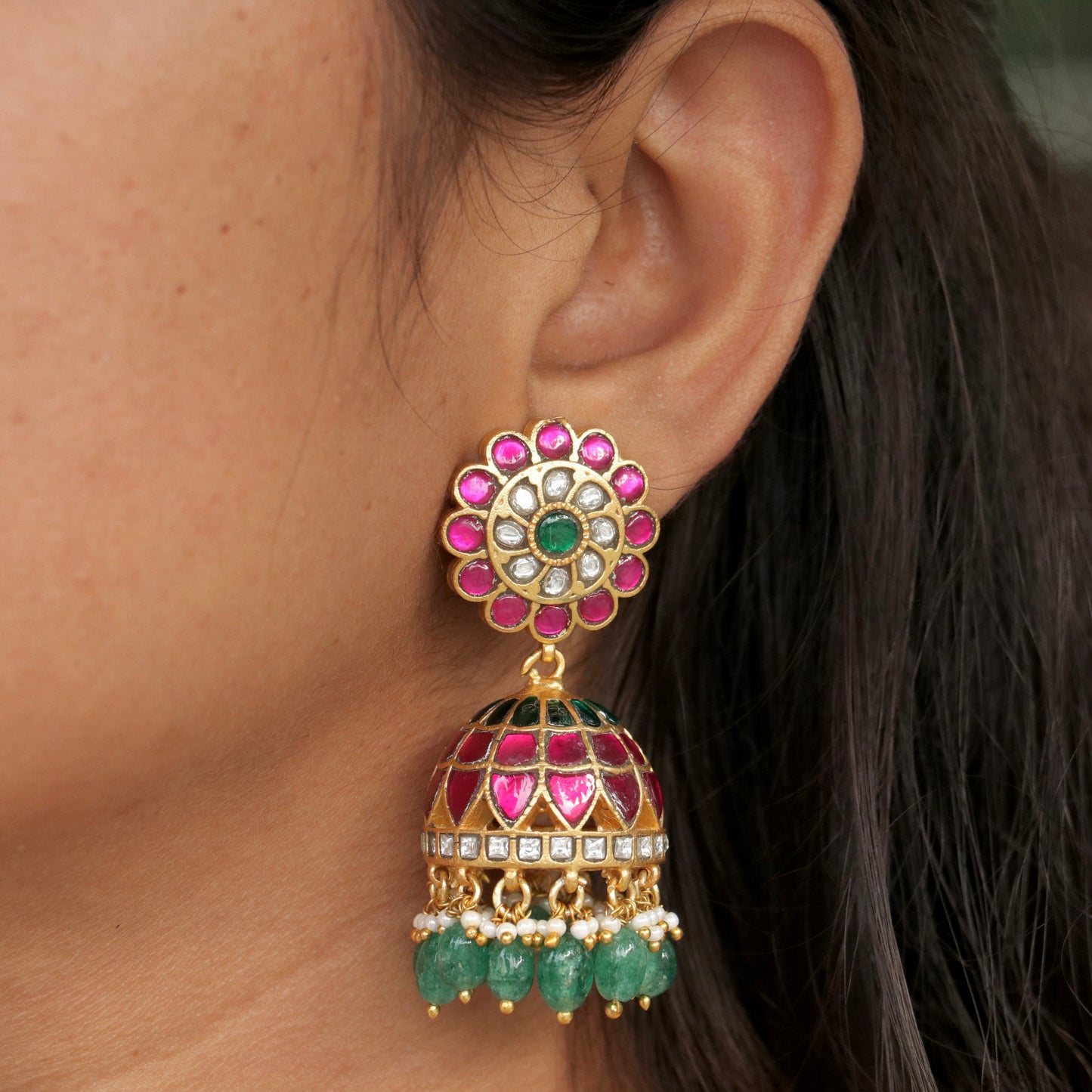 Charvi Jadau Kundan Jhumkas