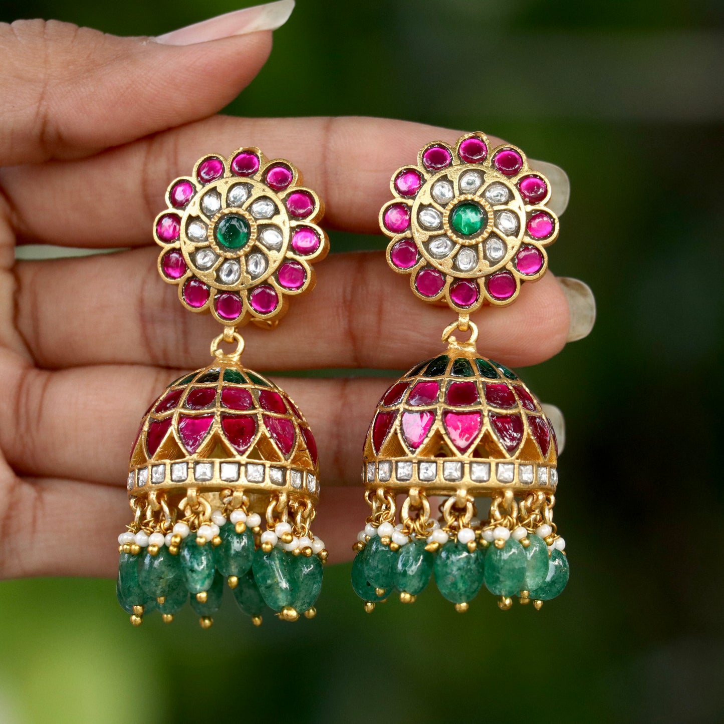 Charvi Jadau Kundan Jhumkas