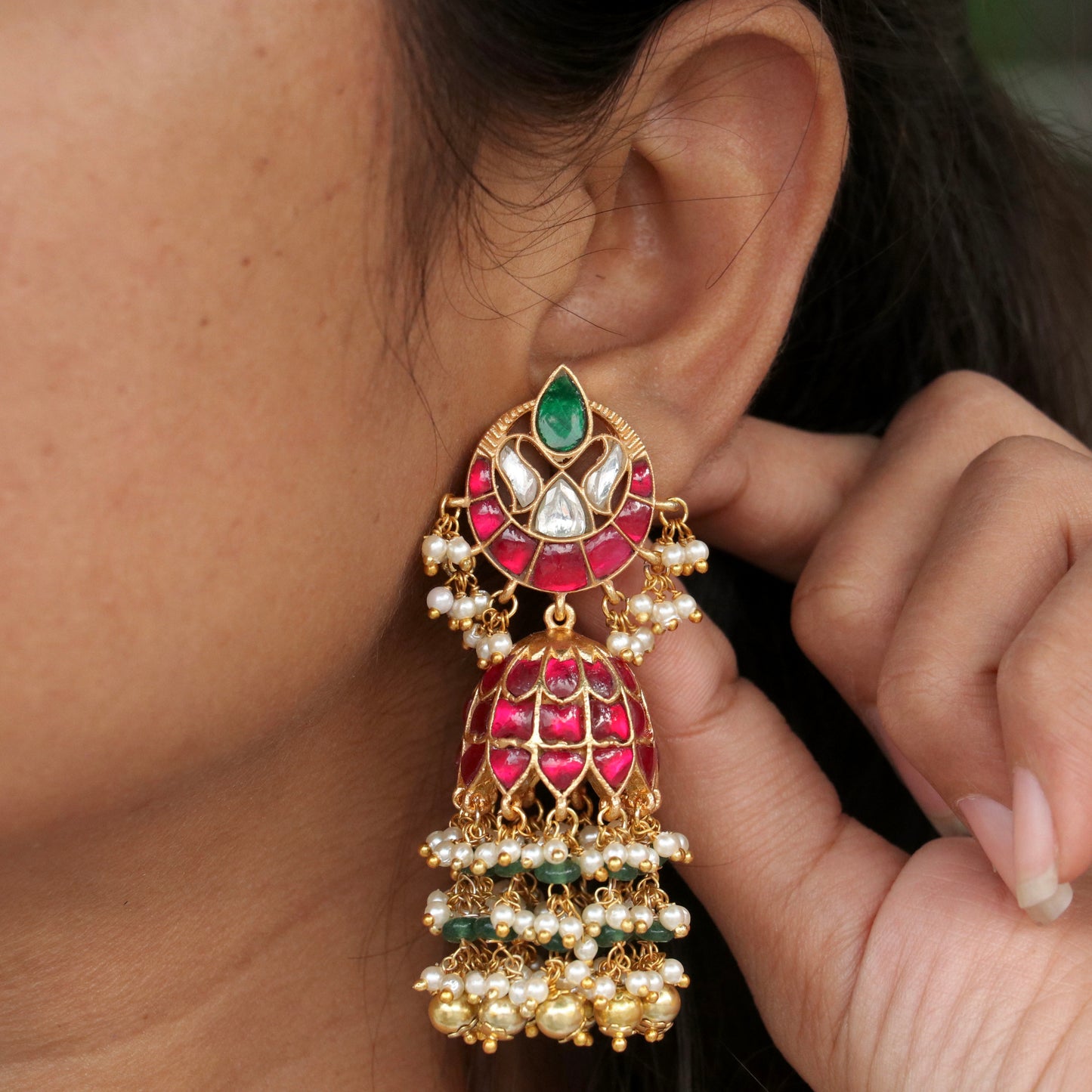 Devina Lotus Jhumka Earrings