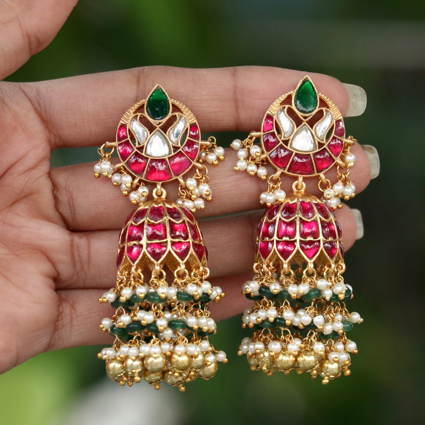 Devina Lotus Jhumka Earrings