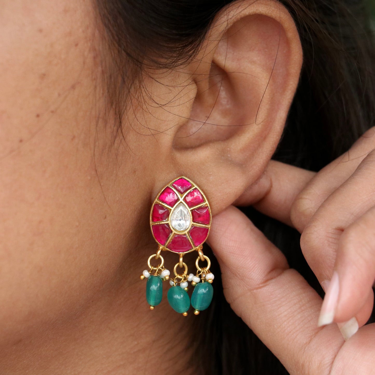 Mitali Jadau Kundan Stud Earrings