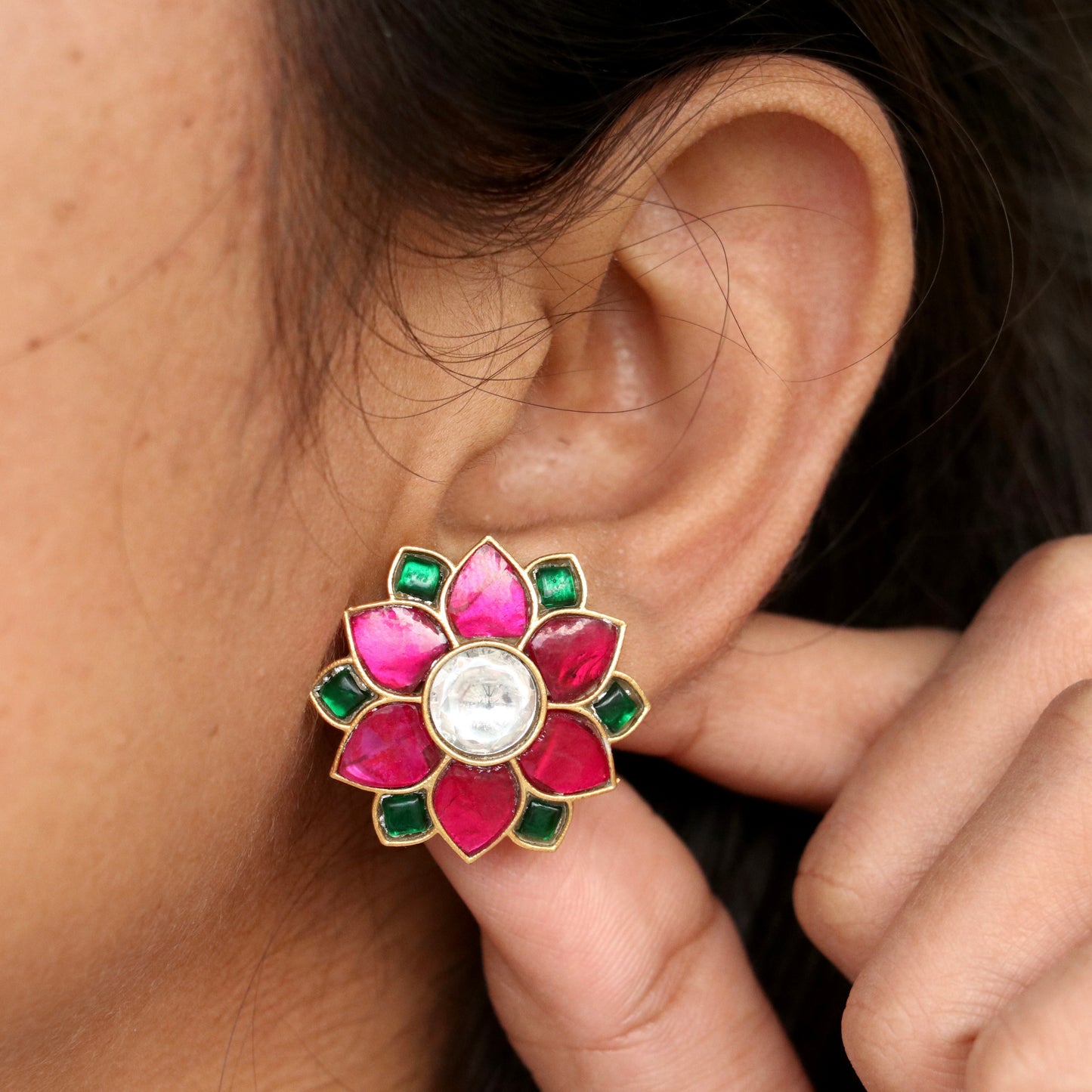 Kriti Floral Jadau Kundan Ear Studs