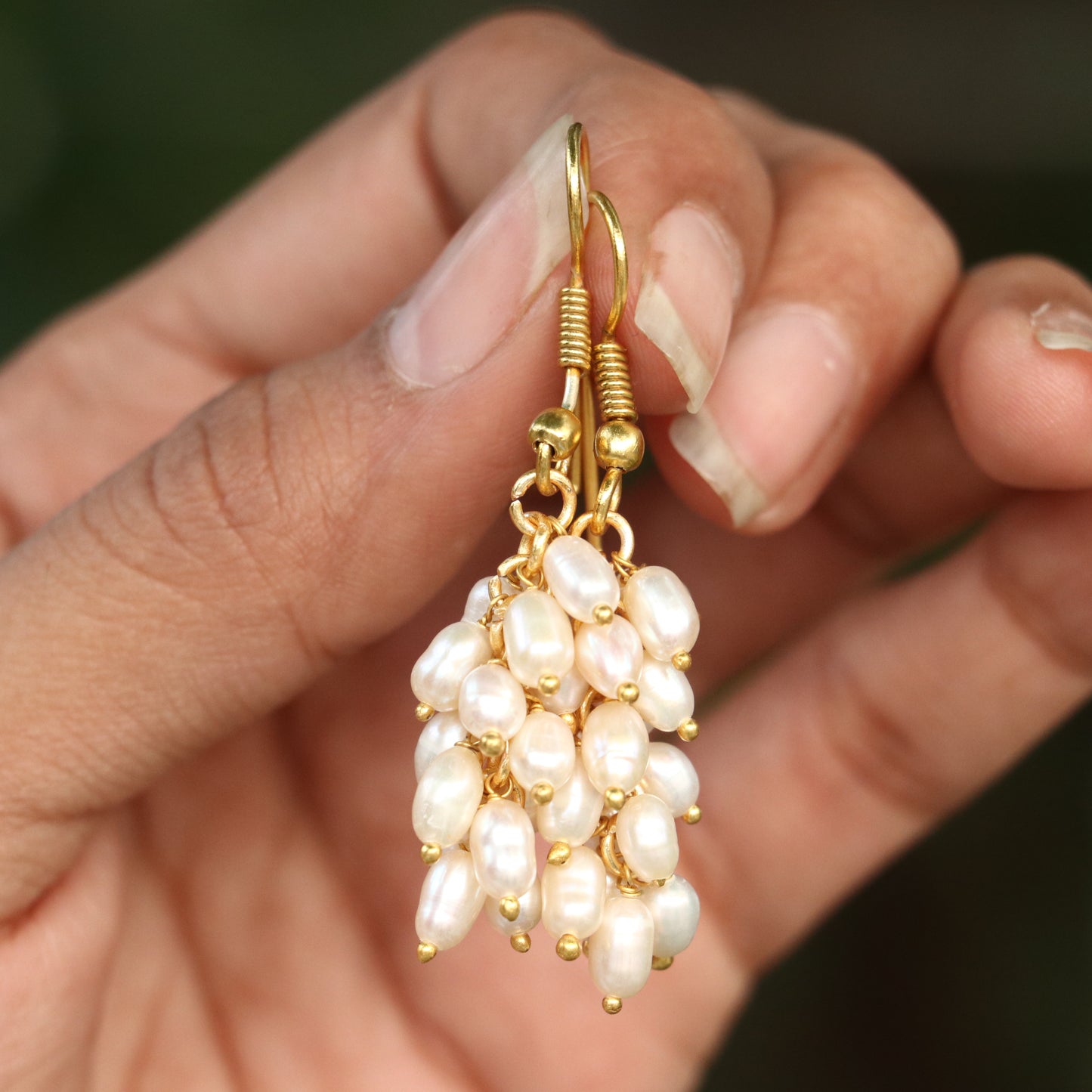 Meera Hoop Rice Pearl Earrings