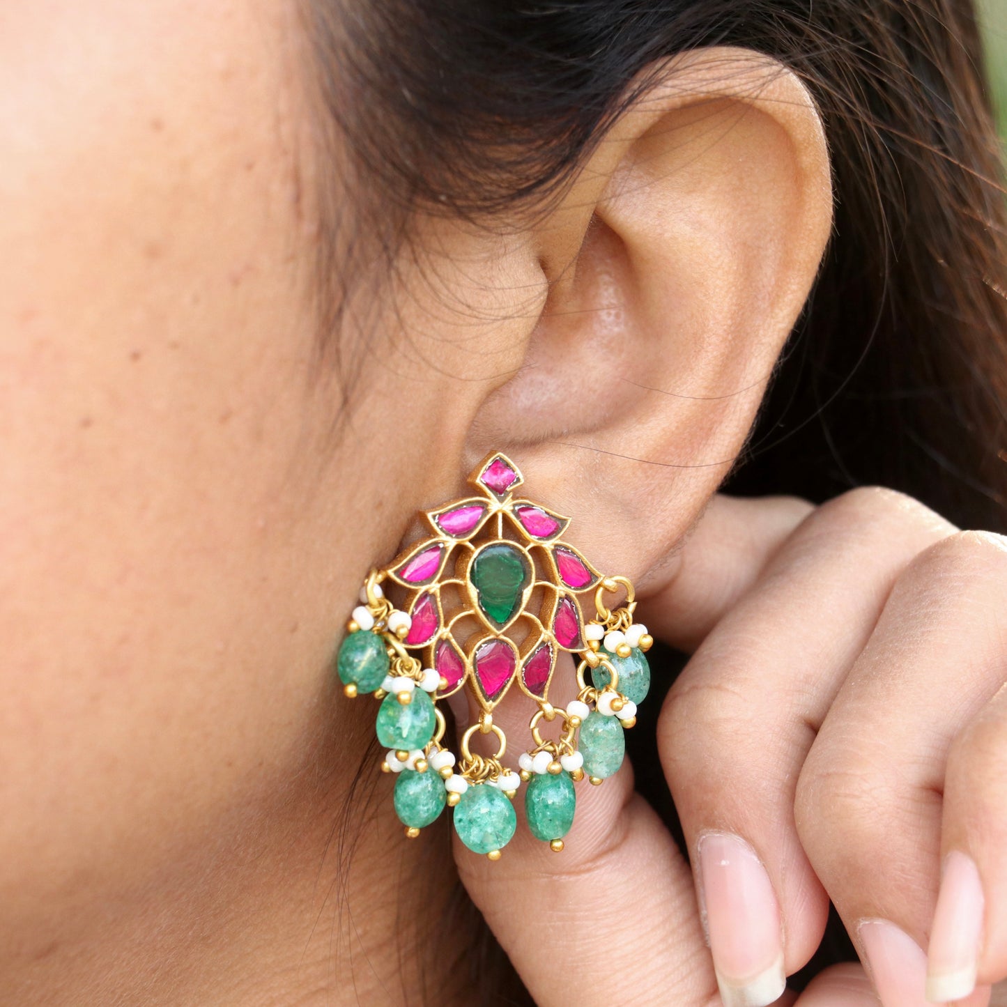 Jadau Kundan Kamal Earrings
