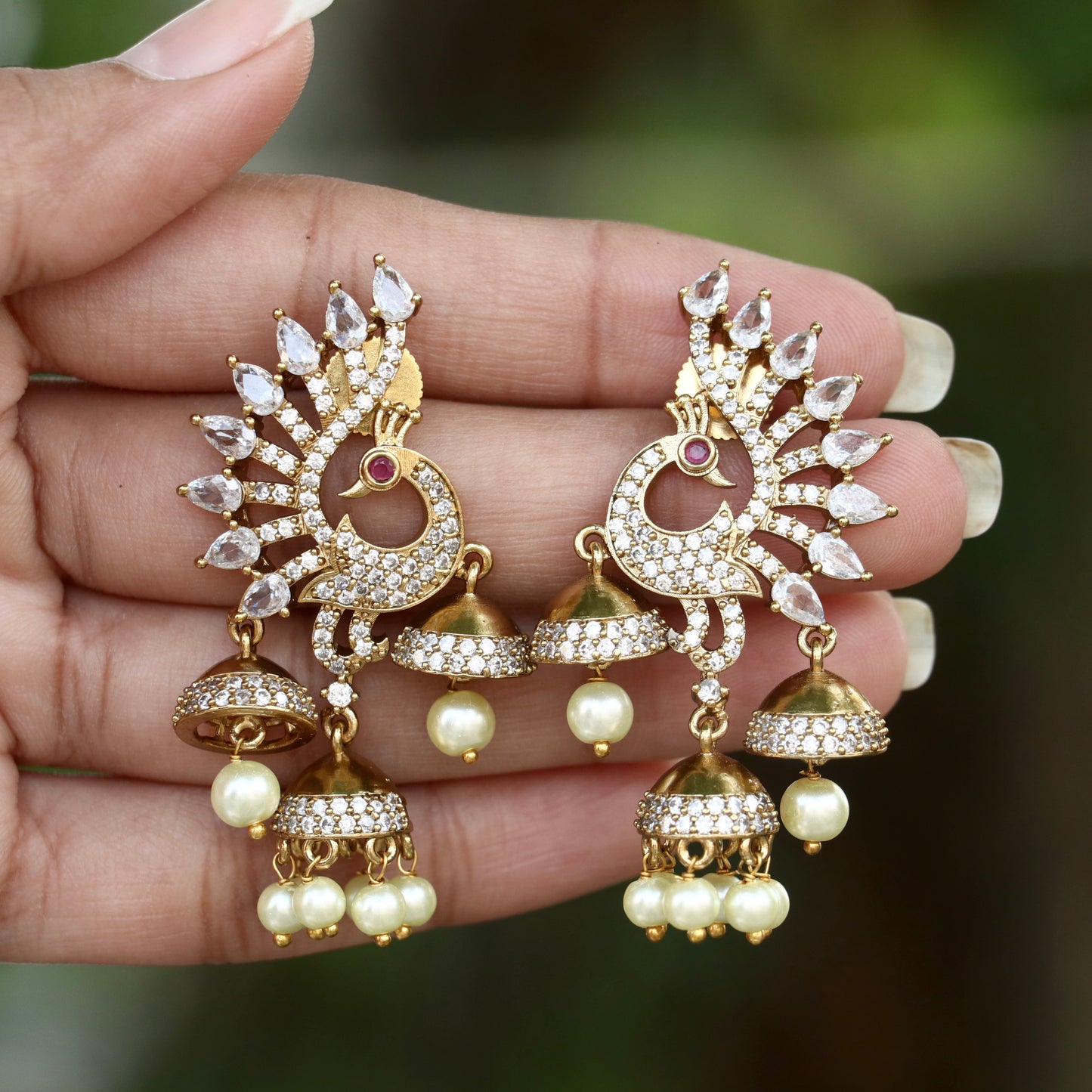 Peacock Glory Jhumkis