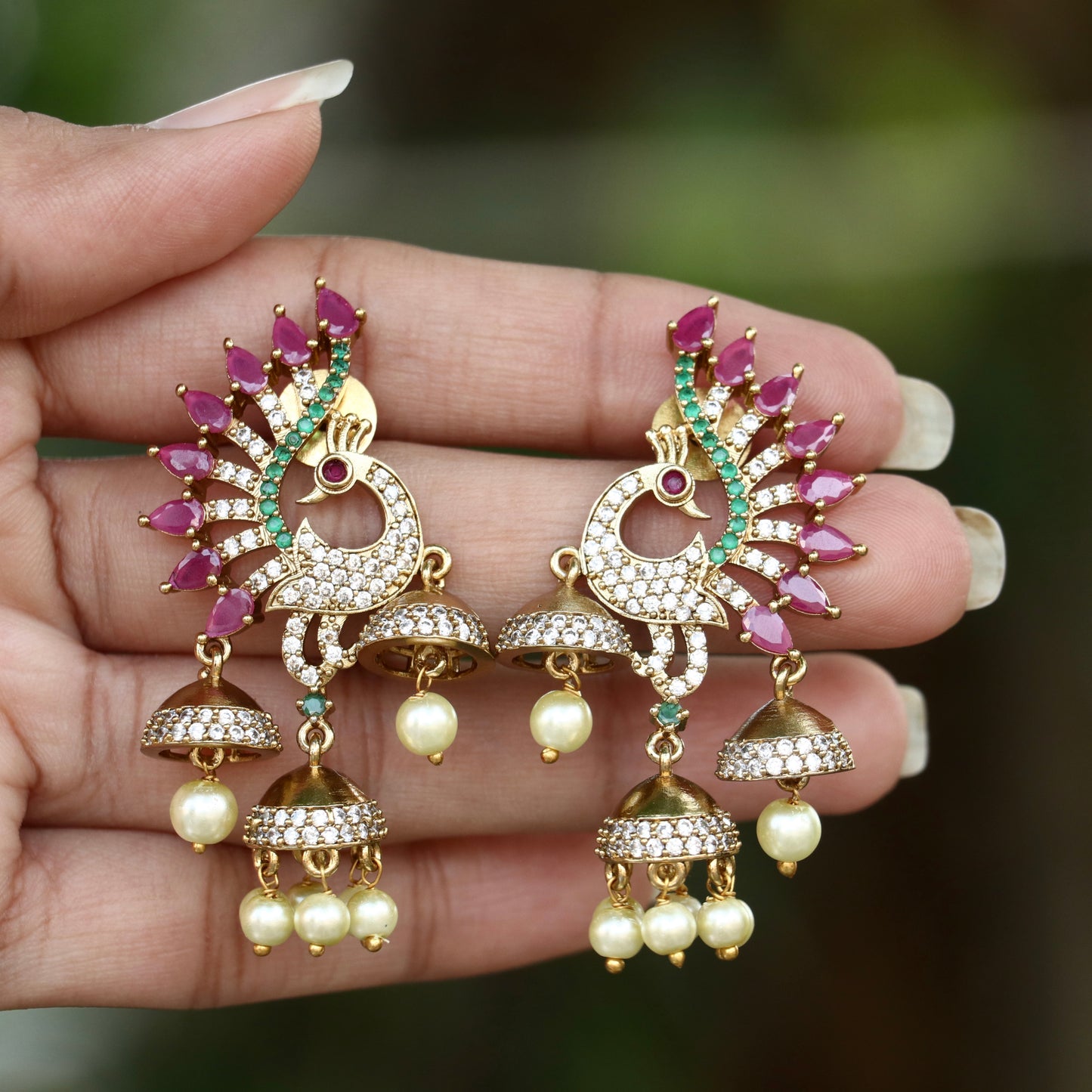 Peacock Glory Jhumkis