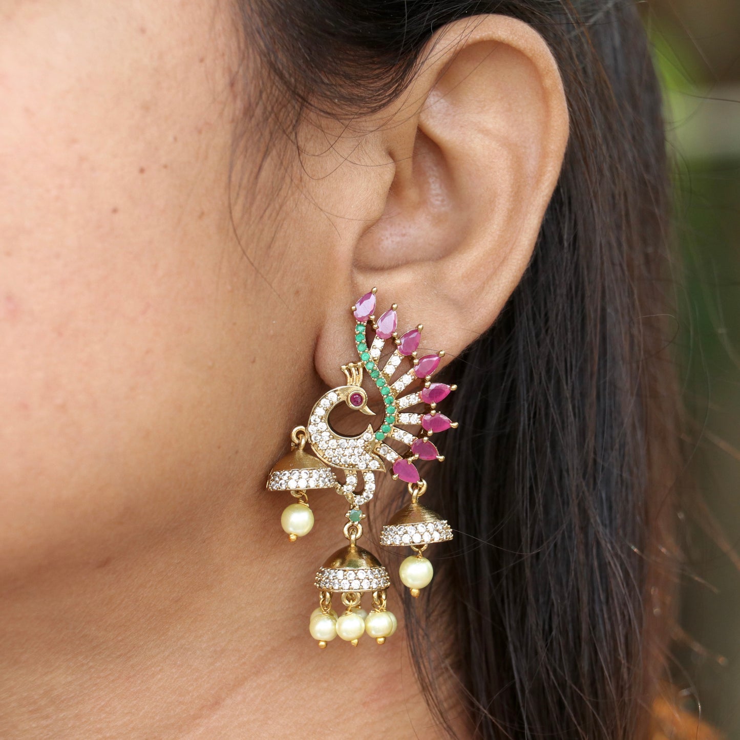 Peacock Glory Jhumkis