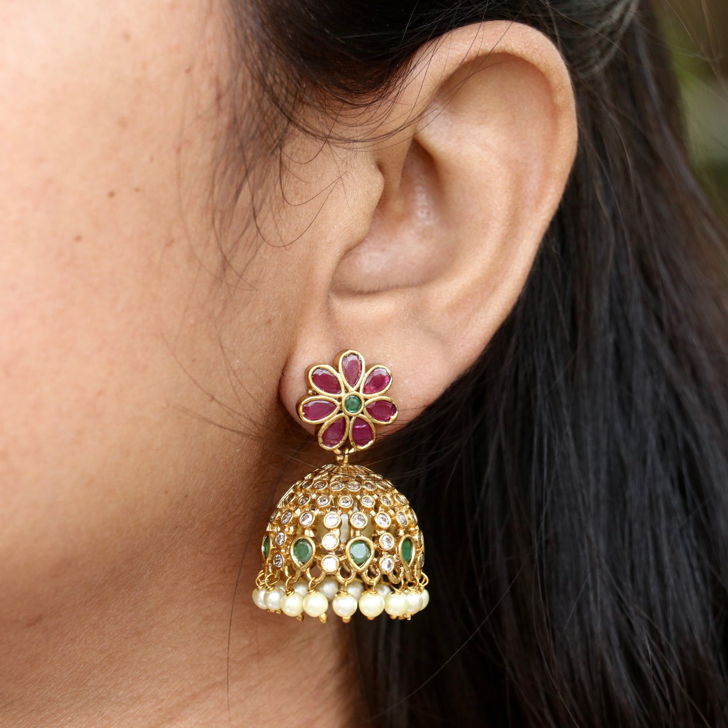 Crimson Glow Simple Mini Jhumka