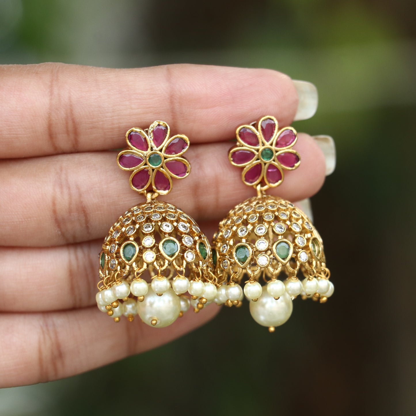 Crimson Glow Simple Mini Jhumka