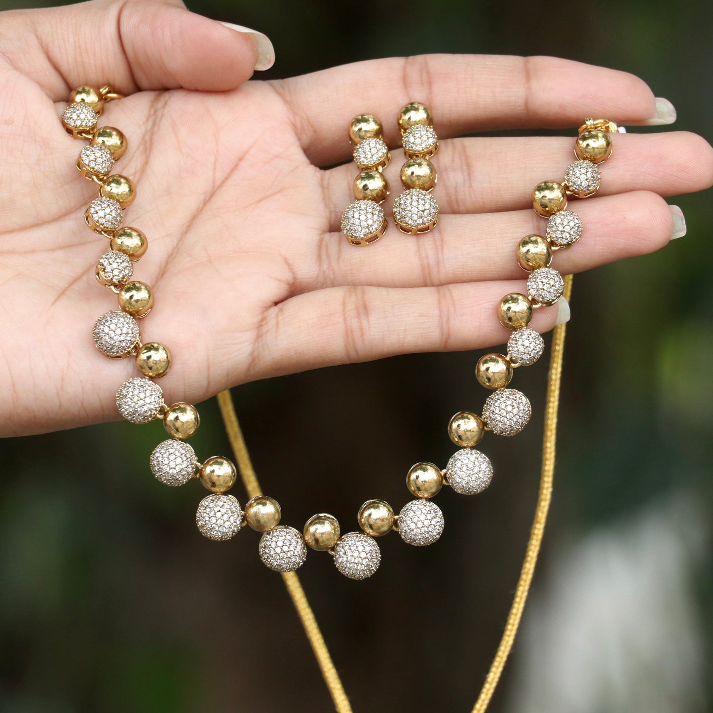 Boho Circle AD Gold Necklace