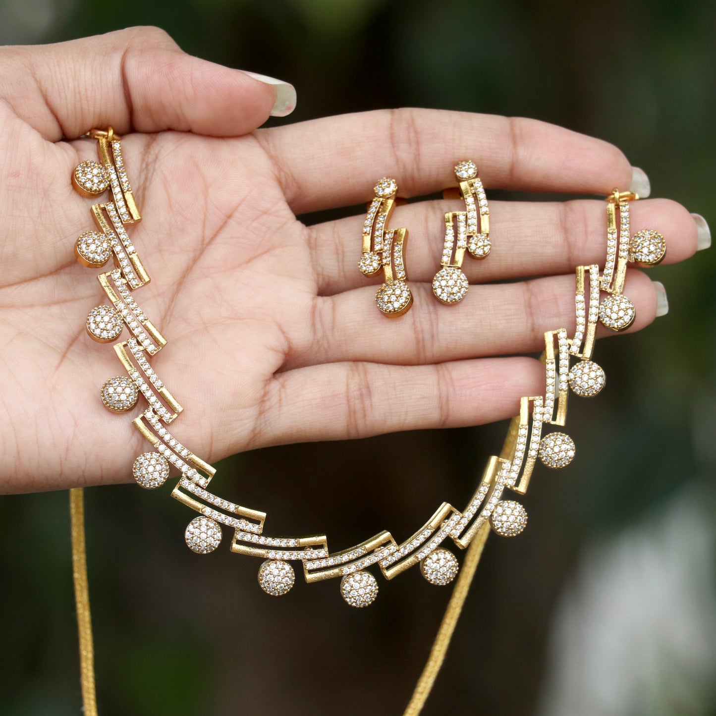 Charm Gold AD Stylish Necklace