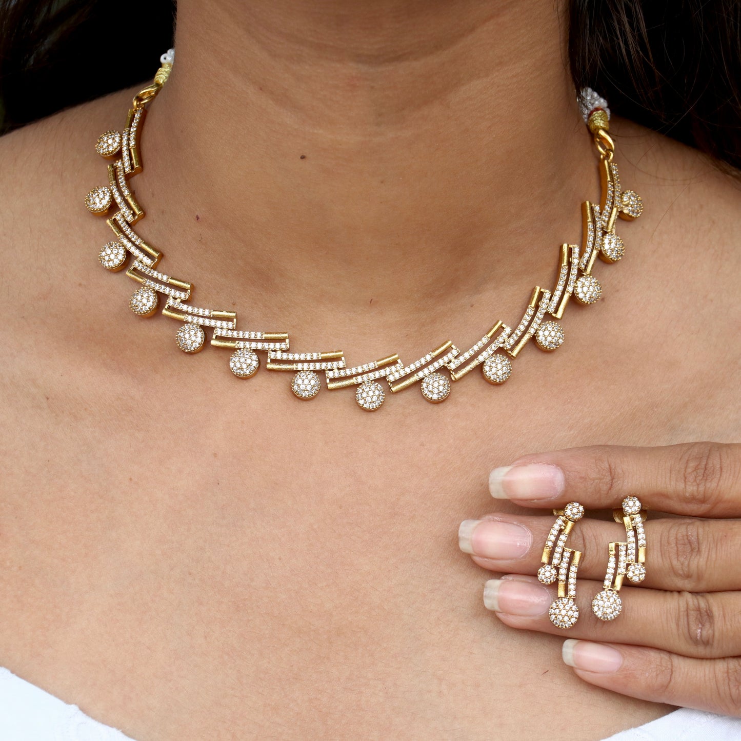 Charm Gold AD Stylish Necklace