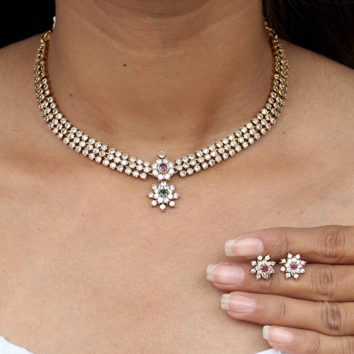 Kadambini Tassel AD Necklace