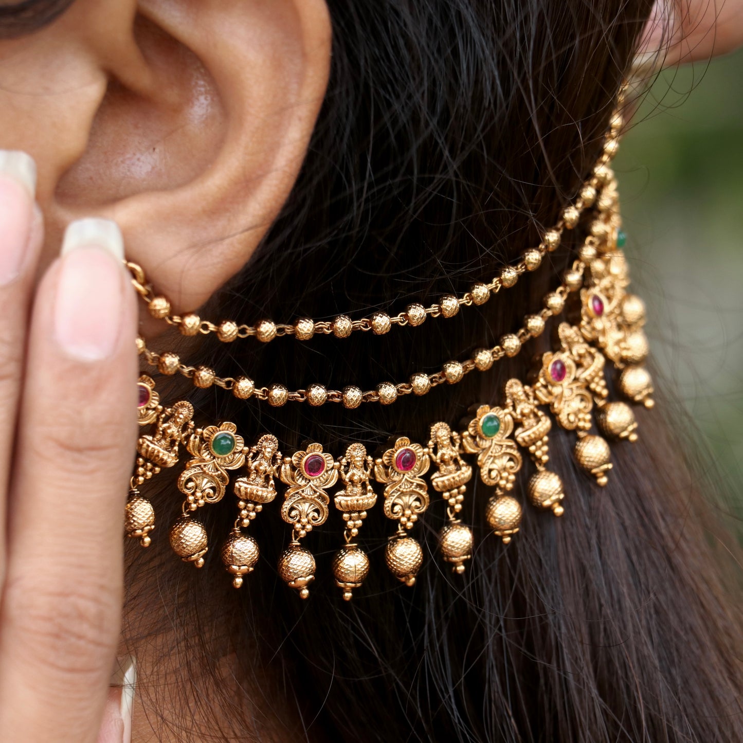 Meher Lakshmi Matte Gold Ear-Chain