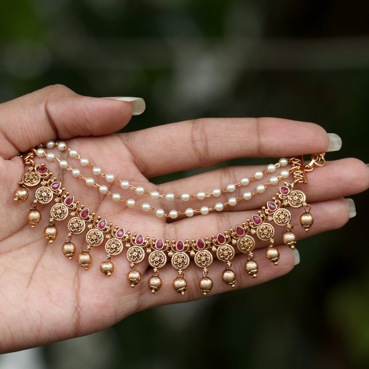 Neelima Coin Matte Gold Back Ear-Chain