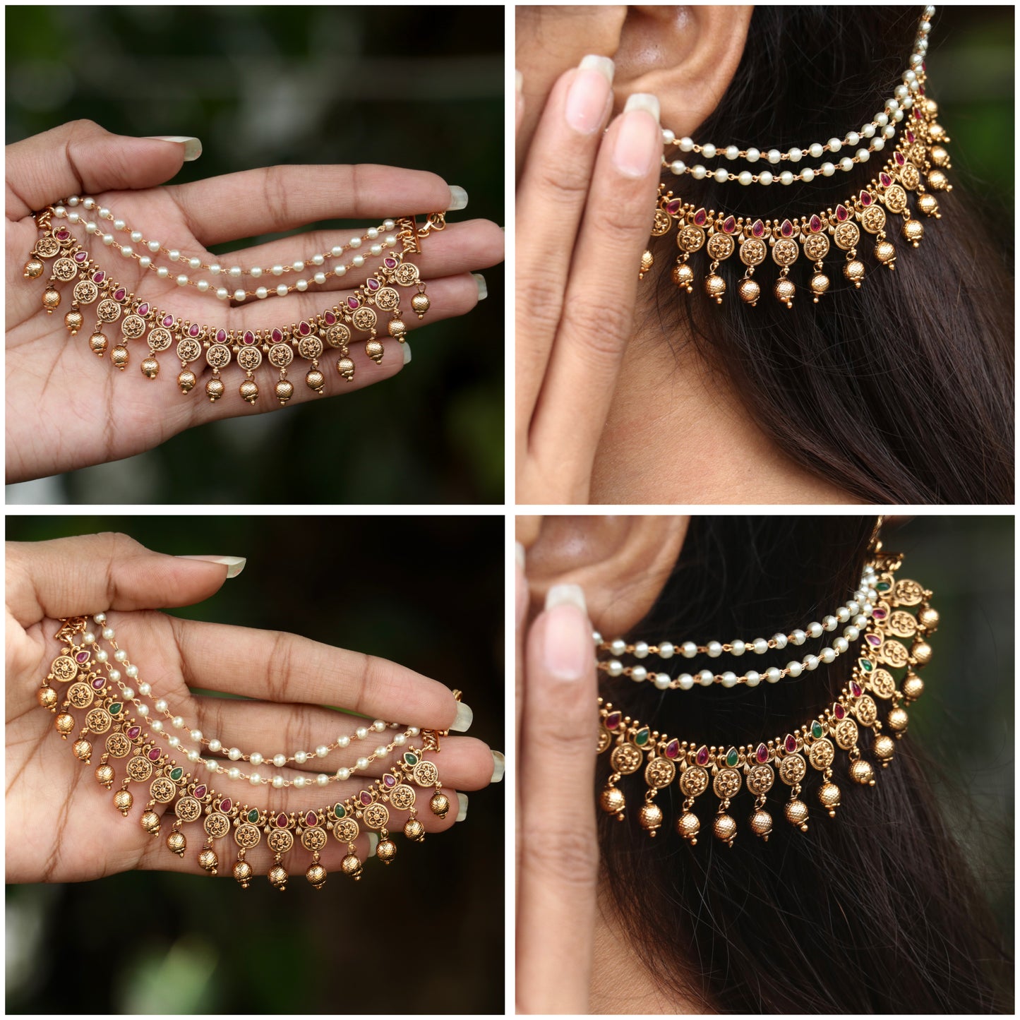 Neelima Coin Matte Gold Back Ear-Chain