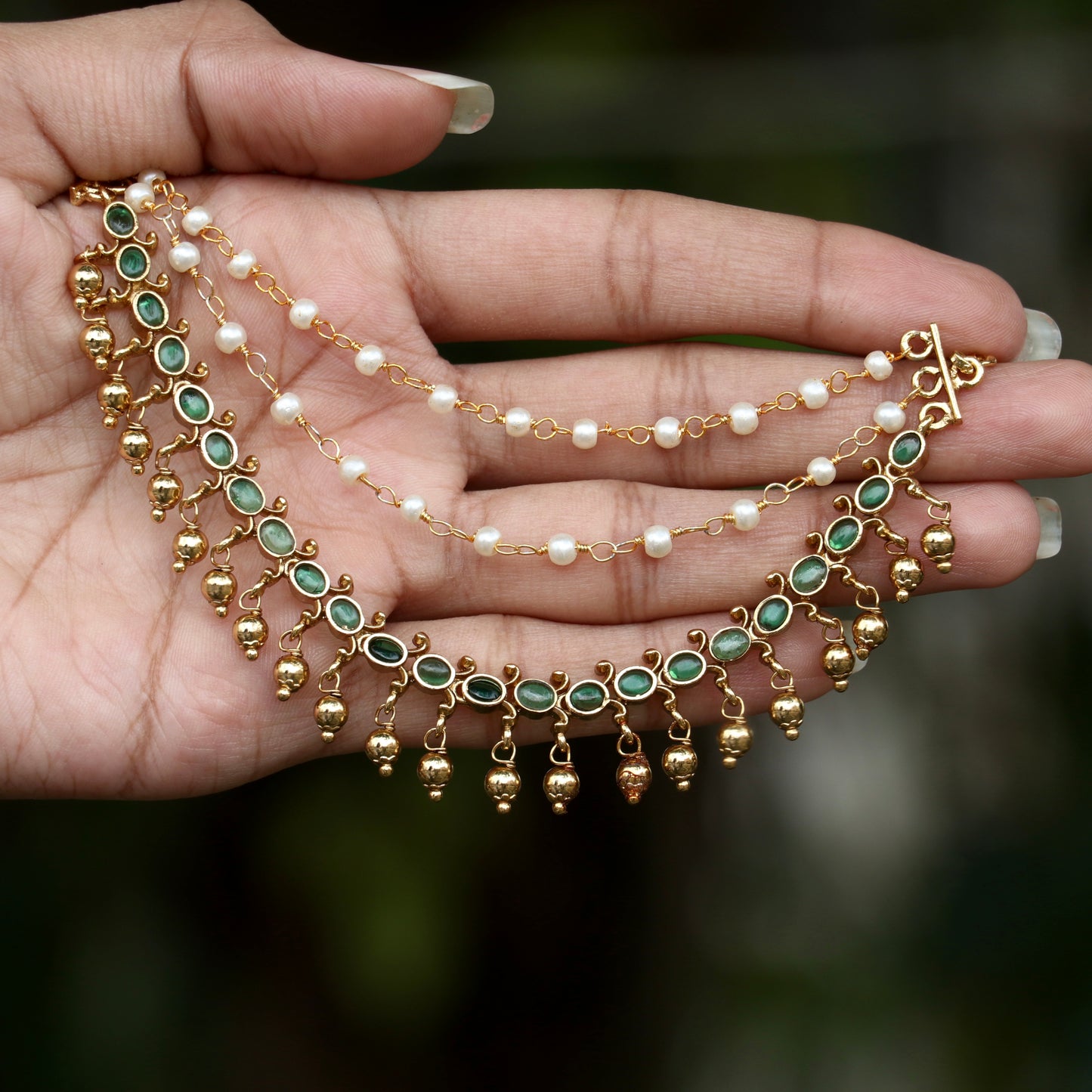 Avni Green Kemp Ear-Chain