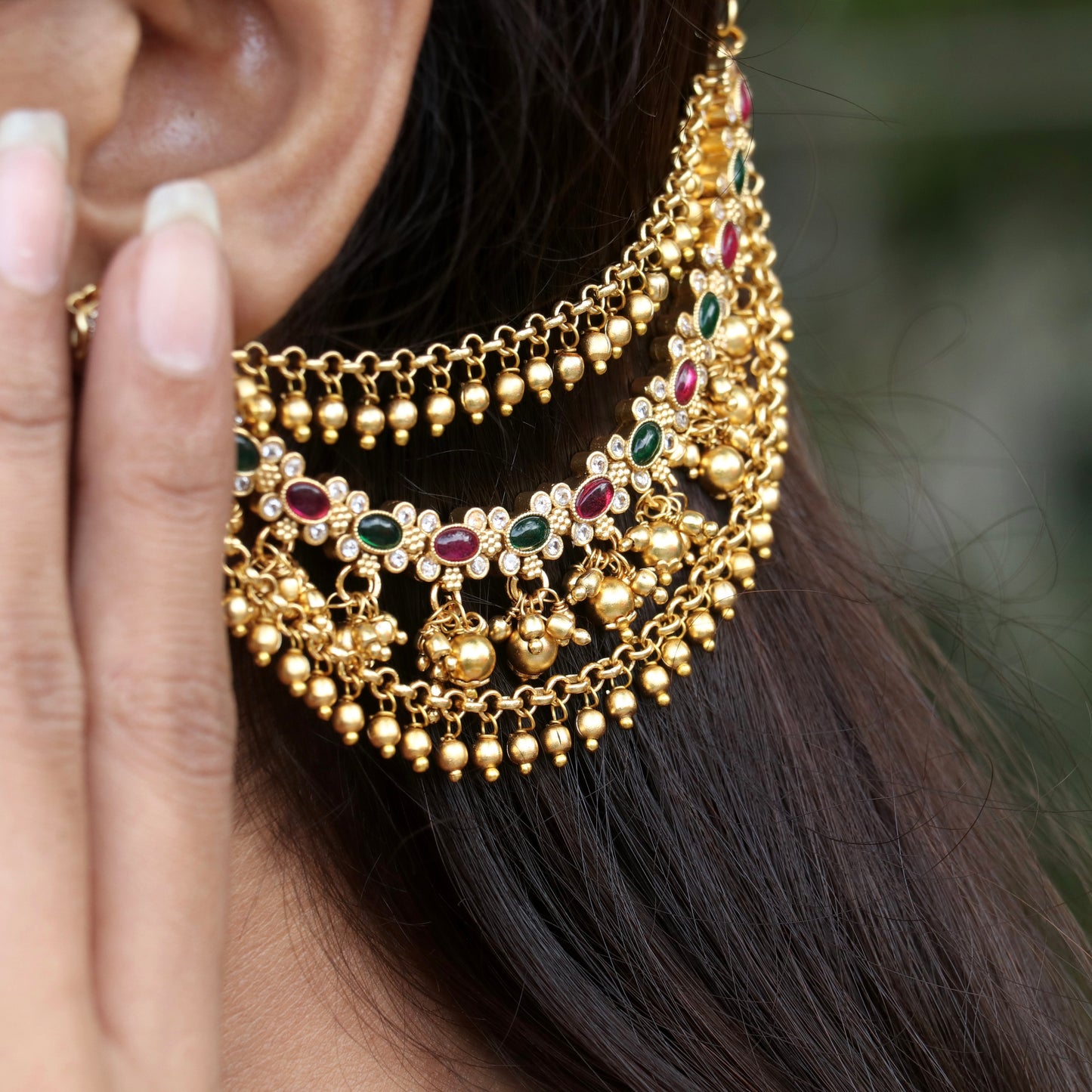 Meer Gold Finish Bridal Ear-Chain