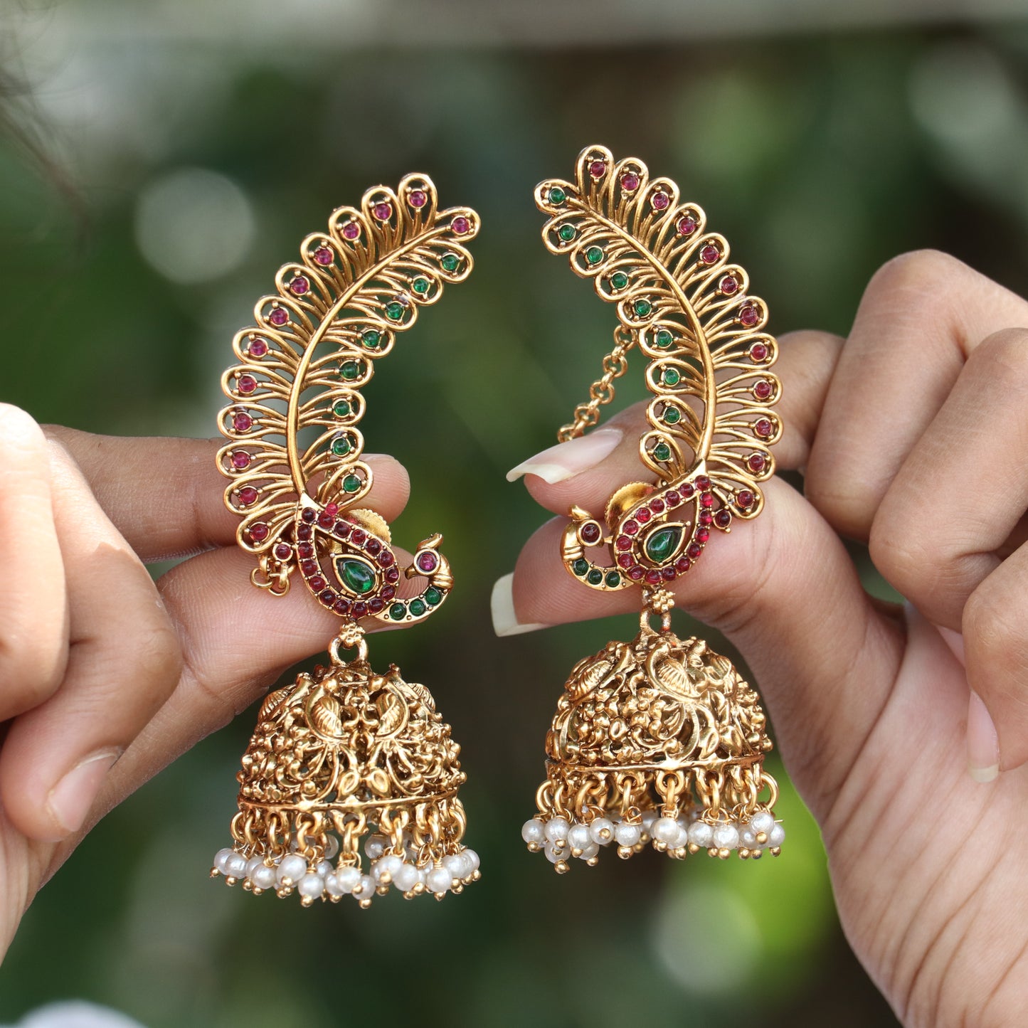 Peacock Designer Jhumka Cuff Earrings